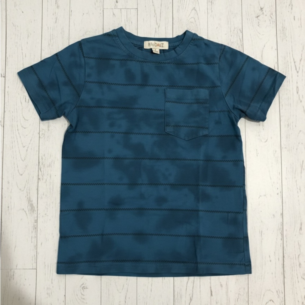 NUNUNU Blue Striped Kids Short Sleeve Tee